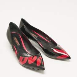 Louis Vuitton Black Patent Leather Graffiti Pointed Toe Pumps Size 35.5