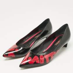 Louis Vuitton Black Patent Leather Graffiti Pointed Toe Pumps Size 35.5