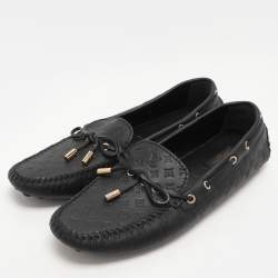 Louis Vuitton Black Monogram Empreinte Leather Gloria Loafers Size 41