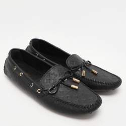 Louis Vuitton Black Monogram Empreinte Leather Gloria Loafers Size 41