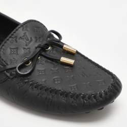 Louis Vuitton Black Monogram Empreinte Leather Gloria Loafers Size 41