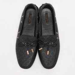 Louis Vuitton Black Monogram Empreinte Leather Gloria Loafers Size 41