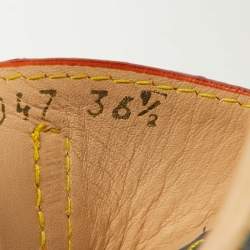 مملوكة مسبقًا Louis Vuitton Beige/Blue Leather and Monogram Denim Espadrille Wedge Sandals Size 36.5