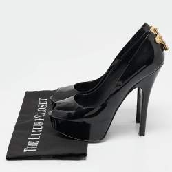 Pre Owned حذاء كعب عالي لويس فيتون أوه ريلي ! جلد أسود لامع مقاس 37.5