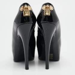 Pre Owned حذاء كعب عالي لويس فيتون أوه ريلي ! جلد أسود لامع مقاس 37.5