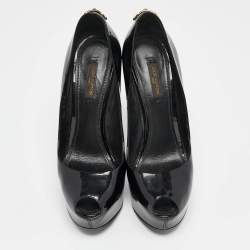 Pre Owned حذاء كعب عالي لويس فيتون أوه ريلي ! جلد أسود لامع مقاس 37.5