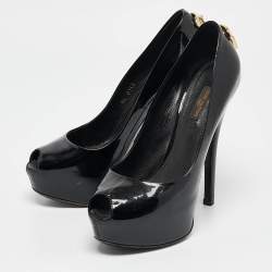 Pre Owned حذاء كعب عالي لويس فيتون أوه ريلي ! جلد أسود لامع مقاس 37.5