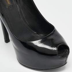 Pre Owned حذاء كعب عالي لويس فيتون أوه ريلي ! جلد أسود لامع مقاس 37.5