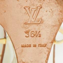 مملوكة مسبقًا Louis Vuitton Cream/Brown Patent Leather Capricieuse Monogram Wedge Sandals Size 36.5