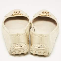 Pre Owned Louis Vuitton Cream Patent Leather Oxford Ballet Flats Size 37