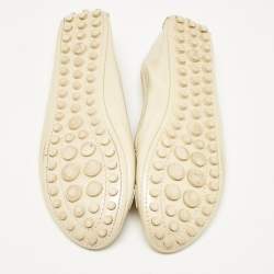 Pre Owned Louis Vuitton Cream Patent Leather Oxford Ballet Flats Size 37