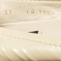 Pre Owned Louis Vuitton Cream Patent Leather Oxford Ballet Flats Size 37