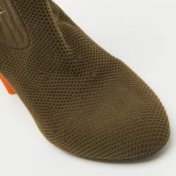 Louis Vuitton Olive Green Monogram Knit Fabric Silhouette Ankle Boots Size 36