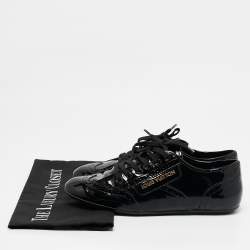 مملوكة مسبقًا Louis Vuitton Black Patent Leather Low Top Brogue Sneakers Size 38