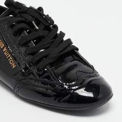 مملوكة مسبقًا Louis Vuitton Black Patent Leather Low Top Brogue Sneakers Size 38