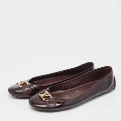 Louis Vuitton Burgundy Patent Leather Oxford Ballet Flats Size 38