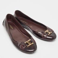 Louis Vuitton Burgundy Patent Leather Oxford Ballet Flats Size 38