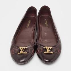 Louis Vuitton Burgundy Patent Leather Oxford Ballet Flats Size 38