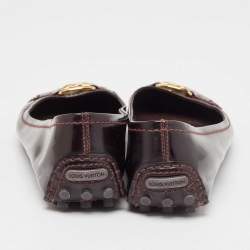 Louis Vuitton Burgundy Patent Leather Oxford Ballet Flats Size 38