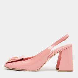 Louis Vuitton Pink Patent Leather Slingback Pumps Size 38