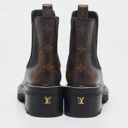 Pre Owned Louis Vuitton Monogram Canvas LV Beaubourg Ankle Boots Size 37