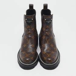 Pre Owned Louis Vuitton Monogram Canvas LV Beaubourg Ankle Boots Size 37