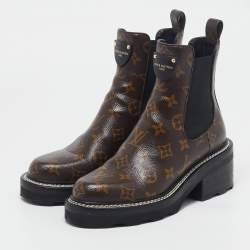 Pre Owned Louis Vuitton Monogram Canvas LV Beaubourg Ankle Boots Size 37