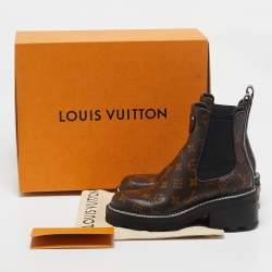 Pre Owned Louis Vuitton Monogram Canvas LV Beaubourg Ankle Boots Size 37
