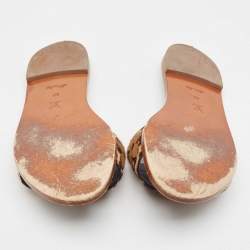 Louis Vuitton Brown Leopard Print Calf Hair and Suede Monogram Flat Slides Size 40