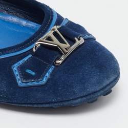 Louis Vuitton Navy Blue Suede Oxford Ballet Flats Size 39