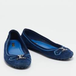 Louis Vuitton Navy Blue Suede Oxford Ballet Flats Size 39