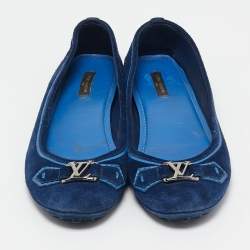 Louis Vuitton Navy Blue Suede Oxford Ballet Flats Size 39