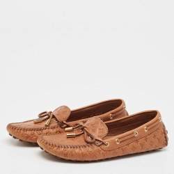 Louis Vuitton Brown Monogram Empreinte Leather Gloria Loafers Size 36.5