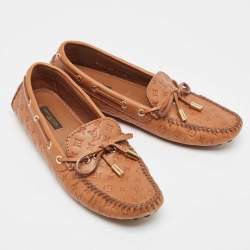 Louis Vuitton Brown Monogram Empreinte Leather Gloria Loafers Size 36.5