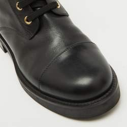 Pre Owned Louis Vuitton Black Leather Wonderland Ranger Combat Boots Size 38