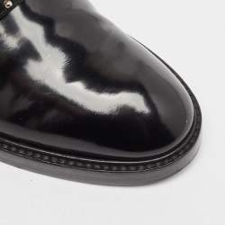 Louis Vuitton Black Glossy Leather Buckle Oxfords Size 38.5