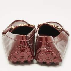 Louis Vuitton Burgundy Patent Leather Oxford Slip On Loafers Size 35.5