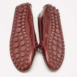 Louis Vuitton Burgundy Patent Leather Oxford Slip On Loafers Size 35.5