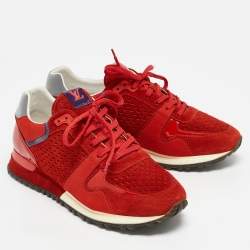 Louis Vuitton Red Patent Leather and Suede Run Away Low Top Sneakers Size 40