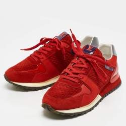 Louis Vuitton Red Patent Leather and Suede Run Away Low Top Sneakers Size 40