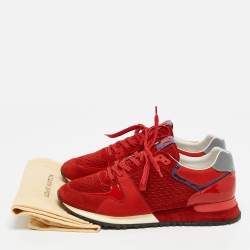 Louis Vuitton Red Patent Leather and Suede Run Away Low Top Sneakers Size 40
