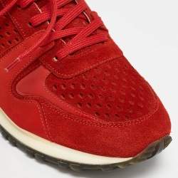 Louis Vuitton Red Patent Leather and Suede Run Away Low Top Sneakers Size 40