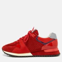 Louis Vuitton Red Patent Leather and Suede Run Away Low Top Sneakers Size 40