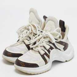 Louis Vuitton White Coated Canvas and Mesh Archlight Low Top Sneakers Size 36