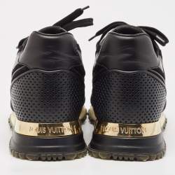 Louis Vuitton Black Leather and Suede Run Away Lace Up Sneakers Size 38