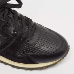 Louis Vuitton Black Leather and Suede Run Away Lace Up Sneakers Size 38