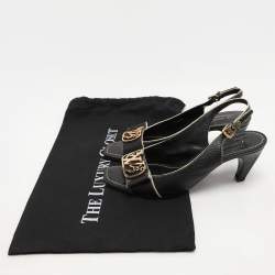 Louis Vuitton Black Leather Slide Sandals Size 38
