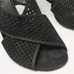 Louis Vuitton Black Suede Open Toe Slingback Sandals Size 41 