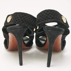 Louis Vuitton Black Suede Open Toe Slingback Sandals Size 41 