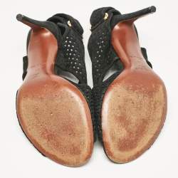 Louis Vuitton Black Suede Open Toe Slingback Sandals Size 41 